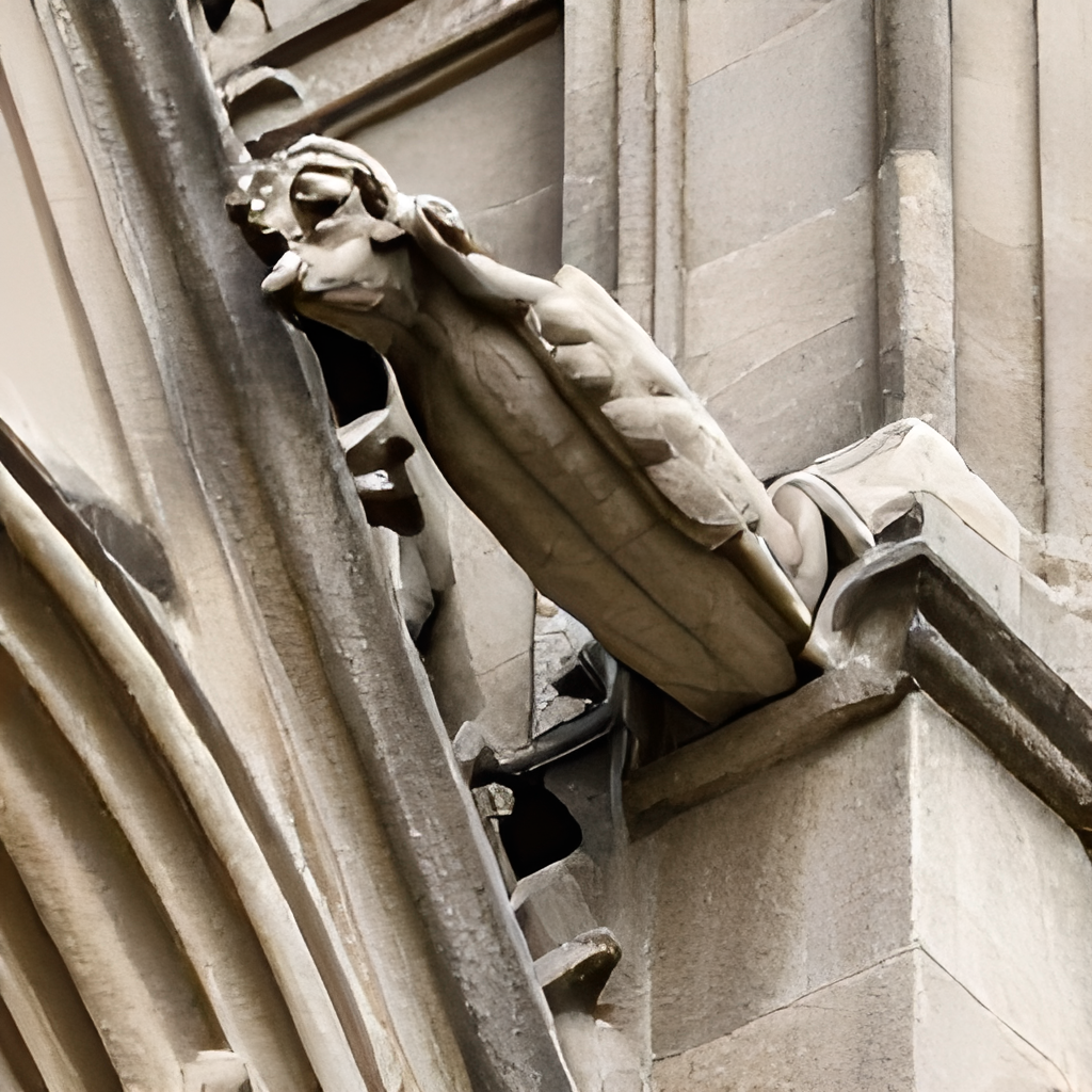 Stone gargoyle upscaled 4x preserving weathered texture